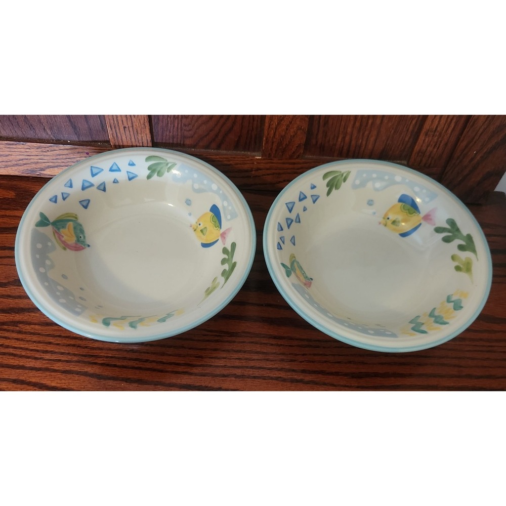 Set of 2 Studio Nova Barrier Reef Soup Cereal Bowls Fish 8" Diameter‎